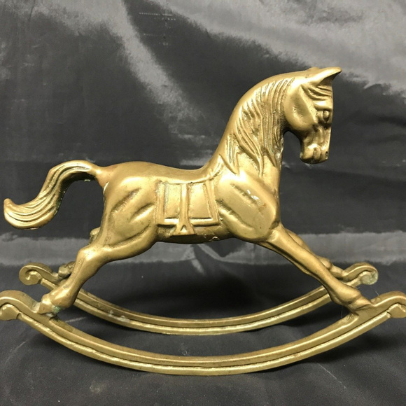 Vintage Other - big Solid Brass Rocking Horse Vintage Patina decor